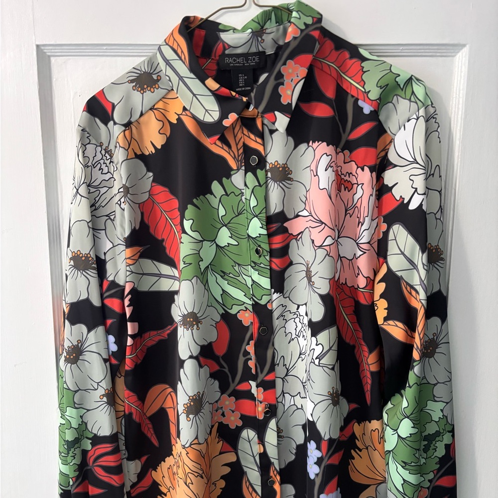 Rachel Zoe Black and Multicolor Floral Shirt